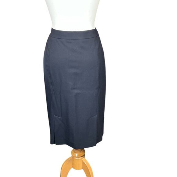 Lafayette 148 New York Navy Blue Pencil Skirt Size 8 Knee Length  Work Wear - Picture 6 of 11